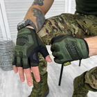 Беспалые перчатки Mechanix Logo с защитными резиновыми накладками и вставками TrekDry олива - изображение 1