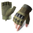 Перчатки тактические BDA; M/8; Олива. Универсальные тактические перчатки без пальцев. Армейские перчатки. - изображение 2
