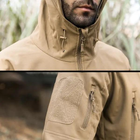 Мужская демисезонная Куртка с капюшоном Softshell Shark Skin 01 на флисе до -10°C койот размер M - изображение 4