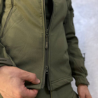 Мужская водонепроницаемая куртка Softshell с капюшоном и вентиляционными молниями олива размер S - изображение 5