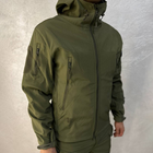 Мужская водонепроницаемая куртка Softshell с капюшоном и вентиляционными молниями олива размер L - изображение 1