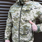 Мужская демисезонная Куртка Softshell на флисе с капюшоном и липучками под шевроны пиксель размер L - изображение 3