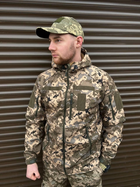 Щільна чоловіча Куртка SoftShell на флісі з капюшном та затяжками піксель розмір XL - зображення 1