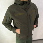 Мужская водонепроницаемая куртка Softshell с капюшоном и липучками под шевроны олива размер 2XL - изображение 2