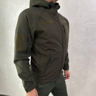Мужская водонепроницаемая куртка Softshell с капюшоном и липучками под шевроны олива размер 2XL - изображение 3