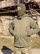 Чоловіча Демісезонна Куртка на Флісі олива / Водонепроникний Верхній одяг SoftShell розмір M - зображення 1