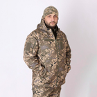 Мужская демисезонная Куртка Softshell с капюшоном / Водонепроницаемый Бушлат на флисе пиксель размер 56 - изображение 2