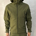 Чоловіча водонепроникна Куртка Softshell з капюшоном та вентиляційними блискавками олива розмір 2XL - зображення 2