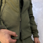 Чоловіча водонепроникна Куртка Softshell з капюшоном та вентиляційними блискавками олива розмір M - зображення 5