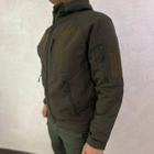 Чоловіча водонепроникна Куртка Softshell з капюшоном та липучками під шеврони олива розмір L - зображення 4