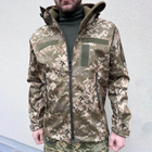 Мужская демисезонная Куртка с капюшоном Softshell на флисе пиксель размер 50 - изображение 2