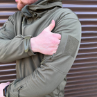 Мужская демисезонная Куртка Softshell на флисе с капюшоном и вентиляционными молниями олива размер XL - изображение 5