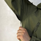 Мужская водонепроницаемая куртка Softshell с капюшоном и вентиляционными молниями олива размер XL - изображение 7