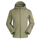 Чоловіча демісезонна Куртка з капюшоном Softshell Shark Skin 01 на флісі до -10°C олива розмір XL - зображення 2
