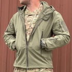 Чоловіча демісезонна Куртка з капюшоном Softshell Shark Skin 01 на флісі до -10°C олива розмір XXL - зображення 3