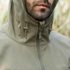 Мужская демисезонная Куртка с капюшоном Softshell Shark Skin 01 на флисе до -10°C олива размер XXXL - изображение 7