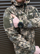 Плотная мужская Куртка SoftShell на флисе с капюшном и затяжками пиксель размер L - изображение 4