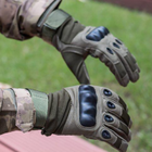 Зимние утепленные перчатки с косточками и сенсорными накладками олива размер XL - изображение 1