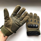 Зимние утепленные перчатки с косточками и сенсорными накладками олива размер XL - изображение 4