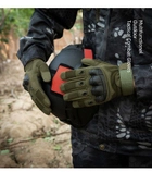 Щільні зимові Рукавиці на хутрі із сенсорними пальцями та захисними накладками хакі розмір XL - зображення 4