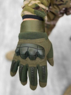 Плотные демисезонные перчатки на меху с защитными накладками и сенсорными пальцами хаки размер XXXL - изображение 5