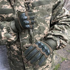 Плотные демисезонные перчатки на меху с защитными накладками и сенсорными пальцами хаки размер XXXL - изображение 8