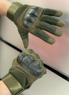 Плотные демисезонные перчатки на меху с защитными накладками и сенсорными пальцами хаки размер XXL - изображение 1