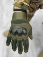 Плотные демисезонные перчатки на меху с защитными накладками и сенсорными пальцами хаки размер XXL - изображение 5