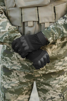Зимние утепленные перчатки с косточками и сенсорными накладками черные размер L - изображение 5