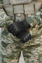 Зимові утеплені рукавиці з кісточками та сенсорними накладками чорні розмір XL - зображення 5