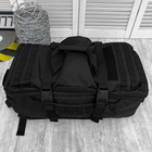 Міцна Сумка - Рюкзак для транспортування речей 65л / Водонепроникний Баул із системою Molle чорний 62х34 см - зображення 4