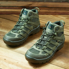 Легкие кожаные Кроссовки с сетчатыми вставками олива размер 37 - изображение 6