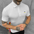 Мужское плотное Поло с принтом "Флаг Украины" / Футболка приталенного кроя белая размер XL - изображение 1