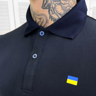 Чоловіче щільне Поло із принтом "Прапор України" / Футболка приталеного крою синя розмір XL - зображення 3