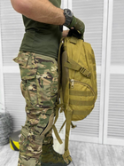 Рюкзак на 35 л с мягкой спинкой олива / Прочный рюкзак Cordura 50х32х19 см - изображение 4