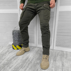 Чоловічі щільні Штани Leon із накладними кишенями / Еластичні бавовняні Брюки хакі розмір XL - зображення 2