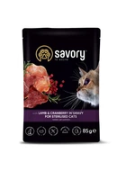 Влажный корм Savory для стерилизованных кошек Ягнёнок с клюквой в соусе