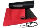 Коврик для йоги, спорта, фитнеса EasyFit TPE+TC 183х61x0.6 cм двухслойный + Чехол красный с черным