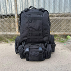 Тактичний рюкзак із трьома підсумками на плечі 55 л чорний - зображення 2