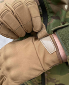 Плотные сенсорные перчатки SoftShell с прорезиненным покрытием и защитными накладками койот размер L - изображение 3