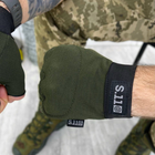 Плотные беспалые Перчатки с защитными накладками и антискользящими вставками хаки размер универсальный - изображение 3