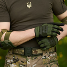 Плотные перчатки M-Pact с защитными пластиковыми накладками хаки размер L - изображение 2