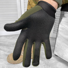 Плотные защитные перчатки с антискользящими вставками на ладонях олива размер L - изображение 2