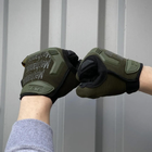 Плотные перчатки M-Pact с защитными пластиковыми накладками хаки размер XL - изображение 3