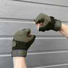 Перчатки с открытыми пальцами с антискользящими накладками хаки размер M - изображение 6