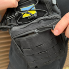 Сумка через плечо на две стороны с паракордовой ручкой / Рюкзак однолямный в черном цвете - изображение 3