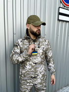Мужской Анорак Terra с шевроном в виде флага Украины / Ветровка с капюшоном пиксель размер L - изображение 1