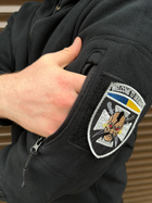 Чоловіча флісова Куртка з капюшном та панелями під шеврони чорна розмір 2XL - зображення 4