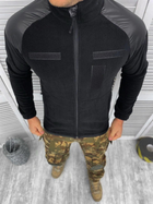 Мужская флисовая Кофта с водонепроницаемыми вставками и липучками под шевроны / Флиска черная размер L - изображение 2