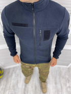 Мужская флисовая Кофта с карманами и липучками под шевроны / Плотная флиска синяя размер L - изображение 1